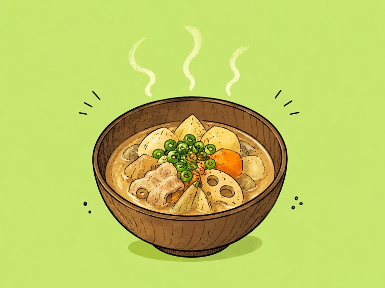 根菜をたっぷり入れた「とん汁」